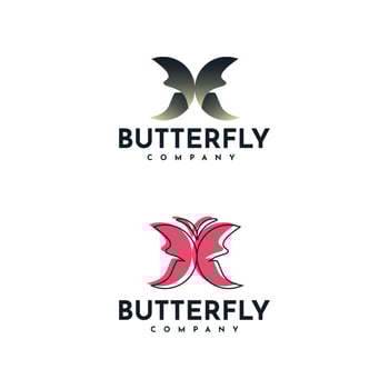 Set Butterfly logo design vector