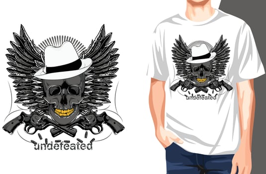 Wings guns T-Shirt.Can be used for t-shirt print, mug print, pillows, fashion print design, kids wear, baby shower, greeting and postcard. t-shirt design vector