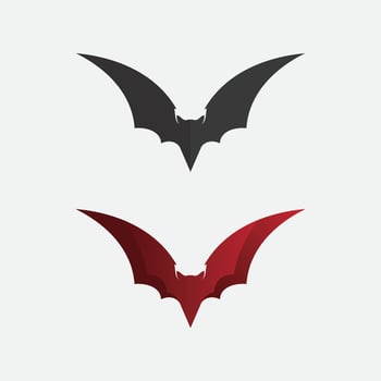Bat logo animal and vector set, wings, black, halloween, vampire, gothic, illustration, design bat icon