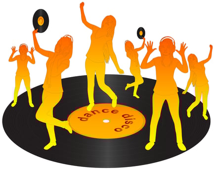 orange silhouettes dancing on vinyl vector