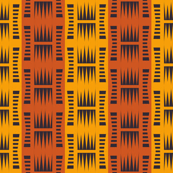 African tribal geometric shape colorful yellow border seamless pattern background. Use for fabric, textile, interior decoration elements, wrapping. vector