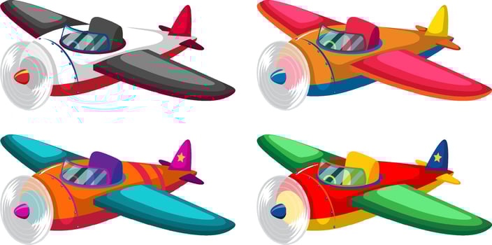 Set of colourful airplane on white background vector