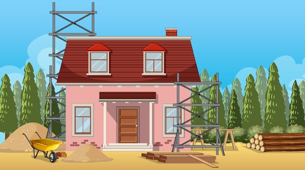 House construction site scene vector