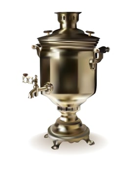 Russian brass samovar on a white background vector