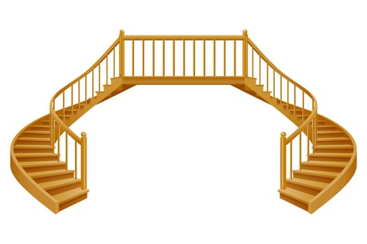 stairs for the house inside to the second floor made of wooden vector illustration isolated on white background