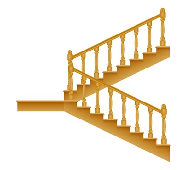 stairs for the house inside to the second floor made of wooden vector illustration isolated on white background