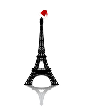 Eiffel Tower with Red Winter Hat vector