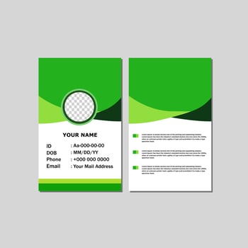 ID card template design with green color. vector