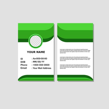 ID card template design with green color. vector