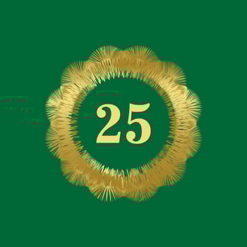 Christmas themed abstract golden circle frame December 25th, Christmas holiday gold label vector