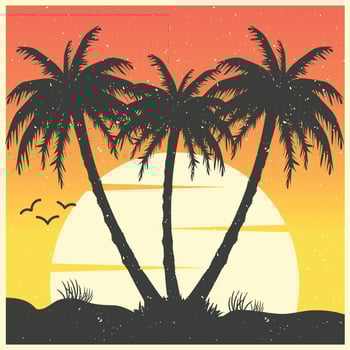 Vintage summer sunset vector illustration