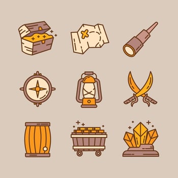 Fictions Treasure Hunter Icons vector