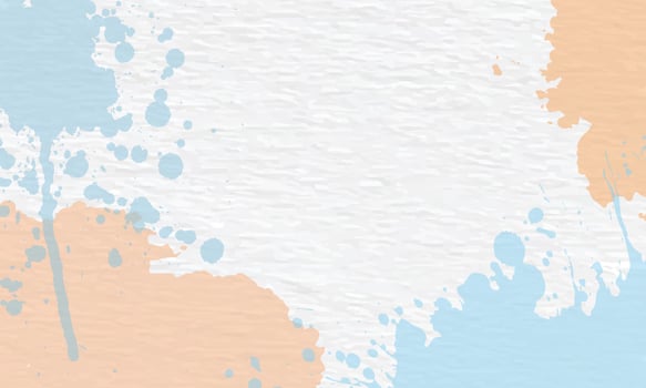 Blue and orange hand painted water color on white paper texture background. vector