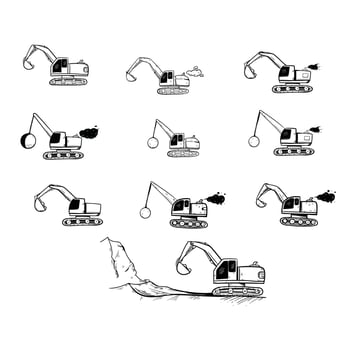 exavator doodle art vector