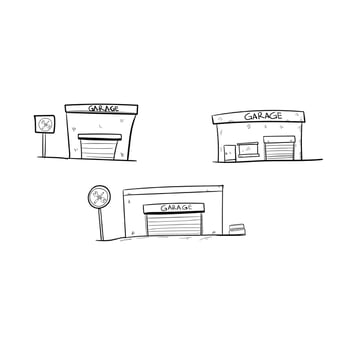 car repair shop garage doodle art vector