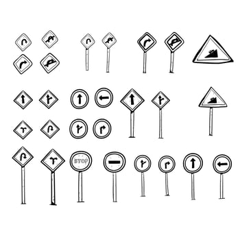 traffic sign doodle art vector