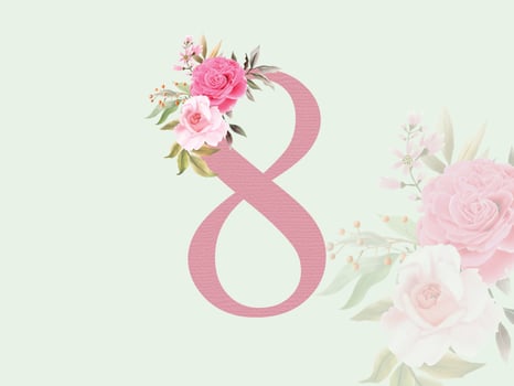Beautiful Numeric 8 with floral bouquet vector