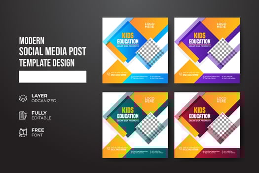 Modern and creative school admission social media post template vector