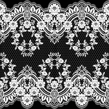 Seamless white floral lace pattern vector