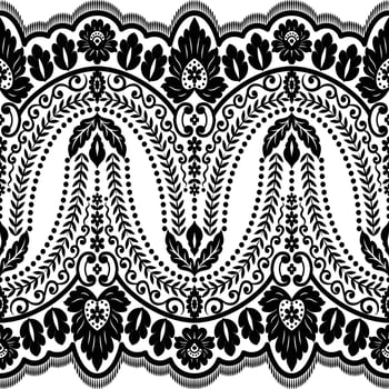 Lace seamless pattern with flowers vector