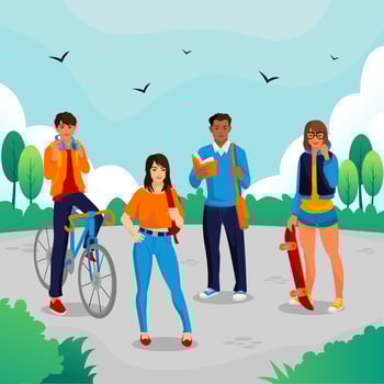 Teenagers Celebrating International Youth Day vector