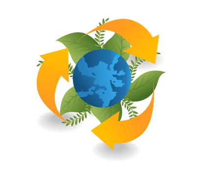 flat isometric illustration concept. green earth cycle vector