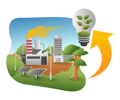flat isometric illustration concept. solar panel energy for industrial life vector
