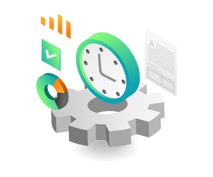 Flat isometric illustration concept. business process time vector