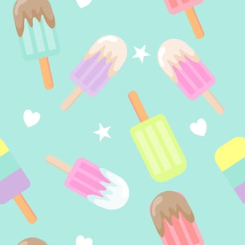 Ice cream seamless pattern vector illustration