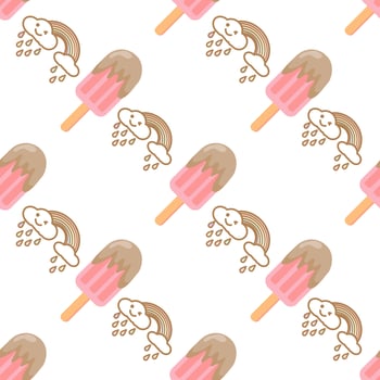 Mix Ice cream seamless pattern Vector on white background.