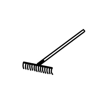 rake garden tool Hand drawn organic line Doodle vector