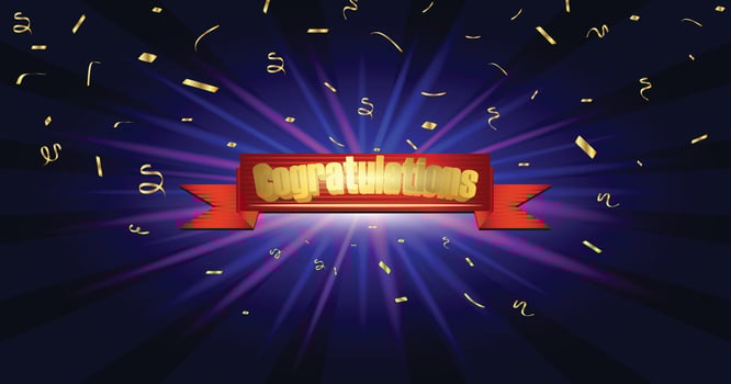 winning ribbons and writing with a glowing background vector