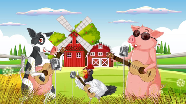 Farm background with happy animals vector