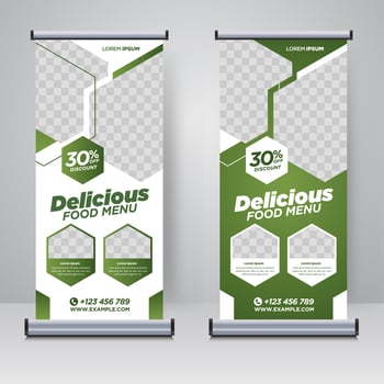 Food and Restaurant roll up banner design template vector
