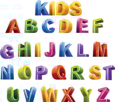 Kids 3D colorful alphabets vector
