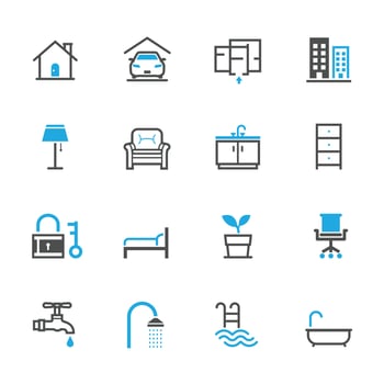 House and Real Estate Icons with White Background vector