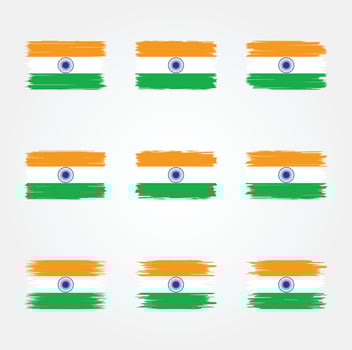 India Flag Brush Collection vector