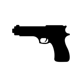 Hand Gun Black Silhouette Icon. Old Handgun Glyph Pictogram. Pistol Weapon Trigger Flat Symbol. Military War Security Revolver Sign. Gun Simple Icon. Handgun Logo. Isolated Vector Illustration.