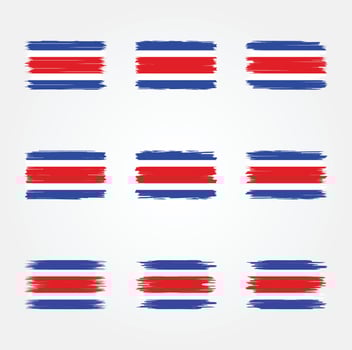 Costa Rica Flag Brush Collection vector