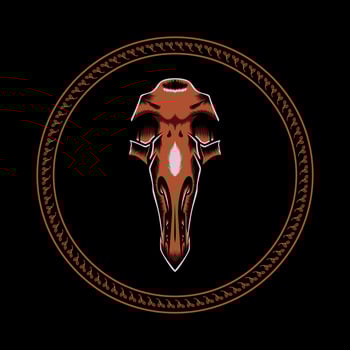 Illustration of a flamingo skull and a symbol of darkness vector