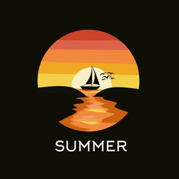 illustration vector graphic of boat at sunset