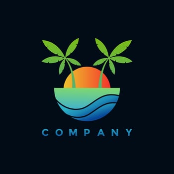 Modern tropical beach logo design illustration vector