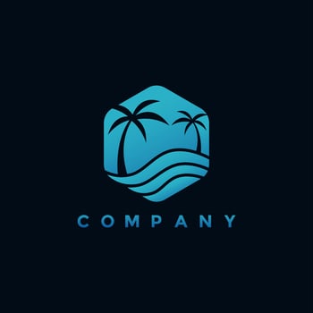 Modern tropical beach logo design illustration vector