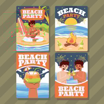 Night Beach Party Card vector