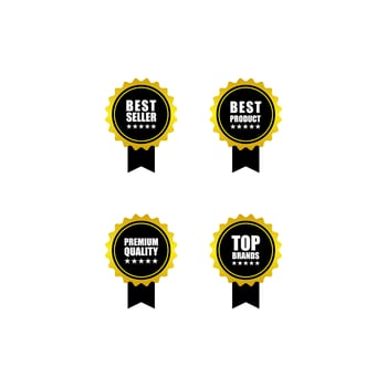 Set of gold badges and labels vector