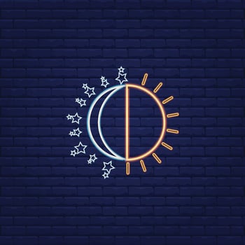a twenty-four hour emblem on a neon glowing wall vector