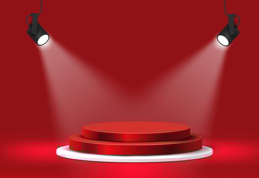 Premium podium circle shapes with spotlight background. vector
