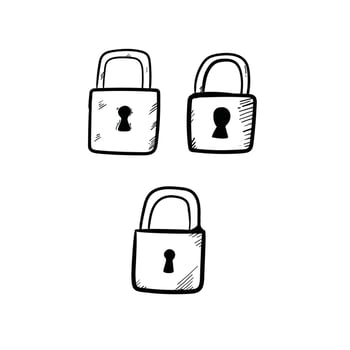padlock doodle art vector