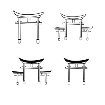 japan gate temple shrine doodle art vector