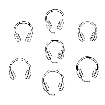 headphone doodle art vector